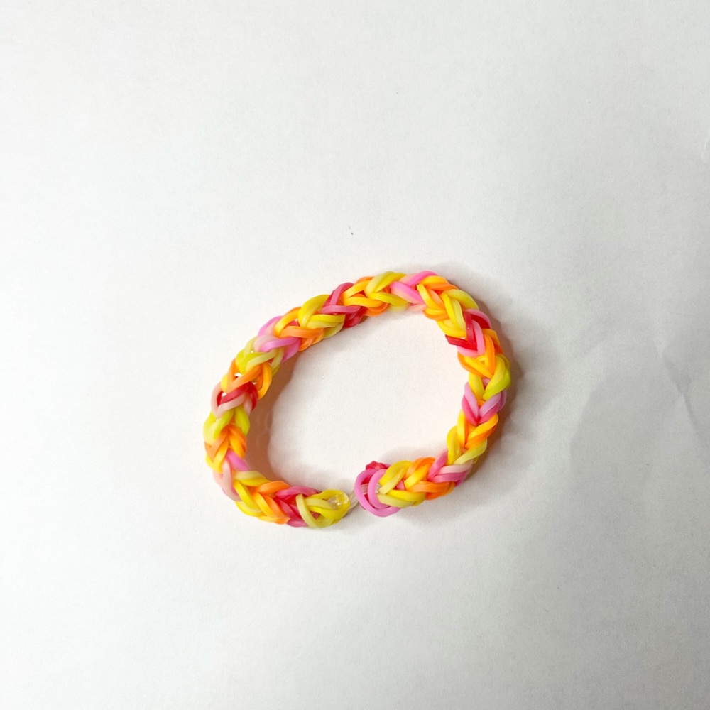 Pink & Yellow Cute Raindbow Loom Rubber Band Cute Stylish Diy Kids Girls Braclet